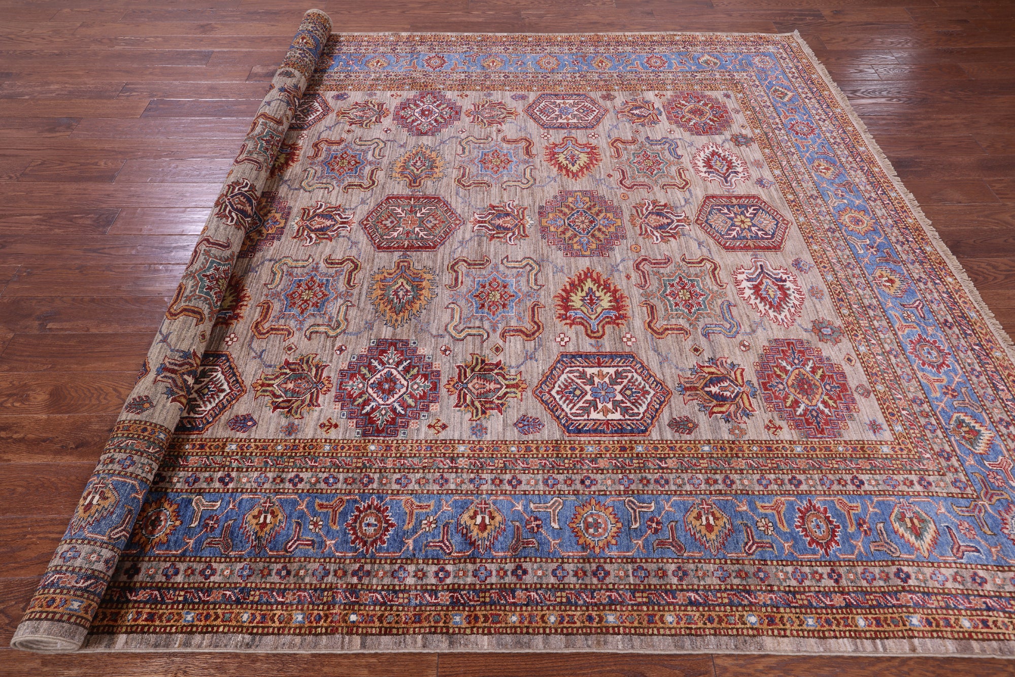 Super Kazak Hand Knotted Wool Rug - 8' 1" X 10' 10" - Golden Nile