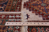 Ivory Super Kazak Hand Knotted Wool Rug - 8' 1" X 11' 7" - Golden Nile