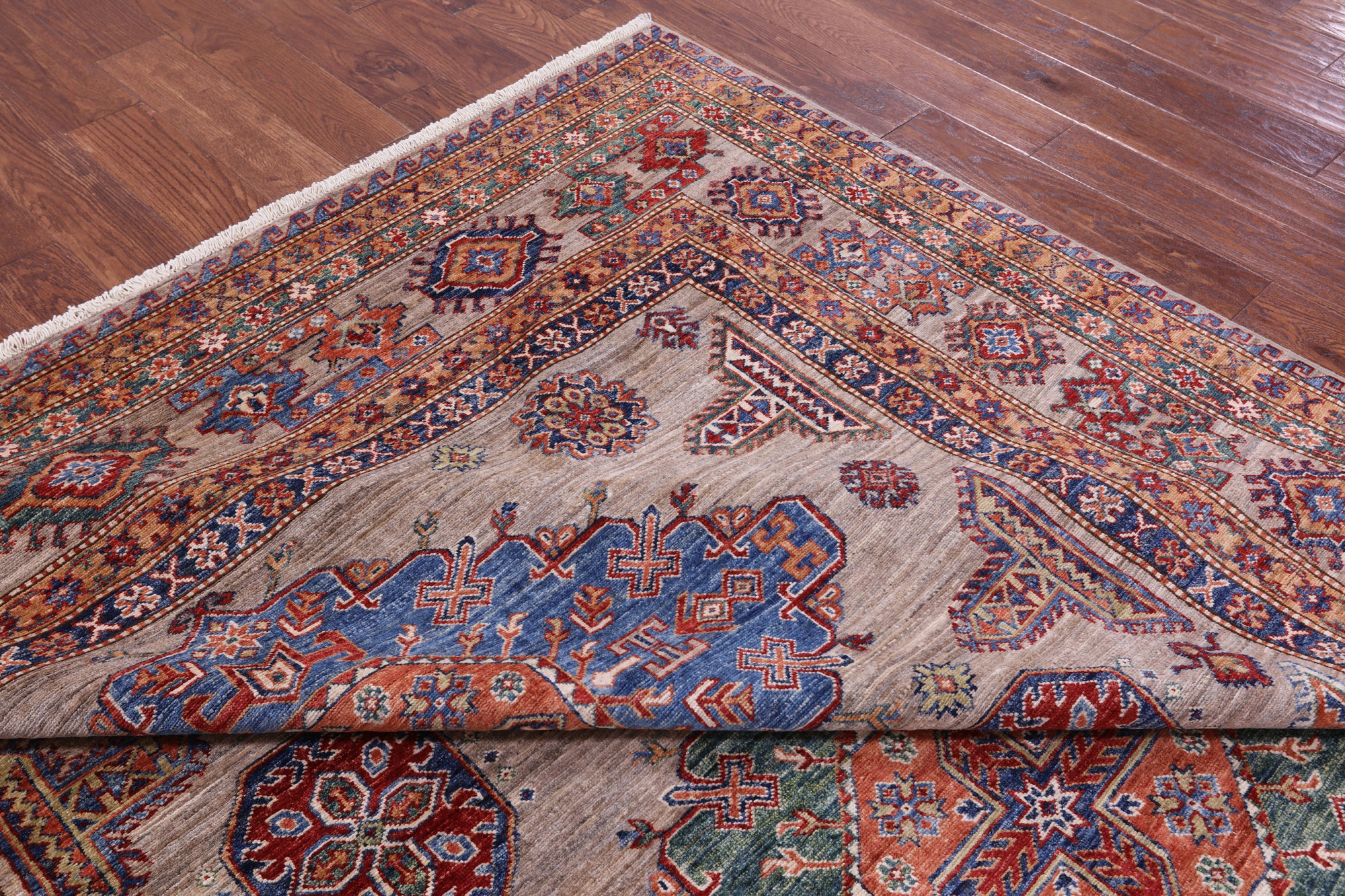 Super Kazak Hand Knotted Wool Rug - 8' 0" X 11' 7" - Golden Nile