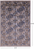 Grey Turkmen Ersari Hand Knotted Wool Rug - 4' 0" X 5' 10" - Golden Nile