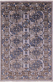 Grey Turkmen Ersari Hand Knotted Wool Rug - 4' 0" X 5' 10" - Golden Nile