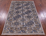 Grey Turkmen Ersari Hand Knotted Wool Rug - 4' 0" X 5' 10" - Golden Nile