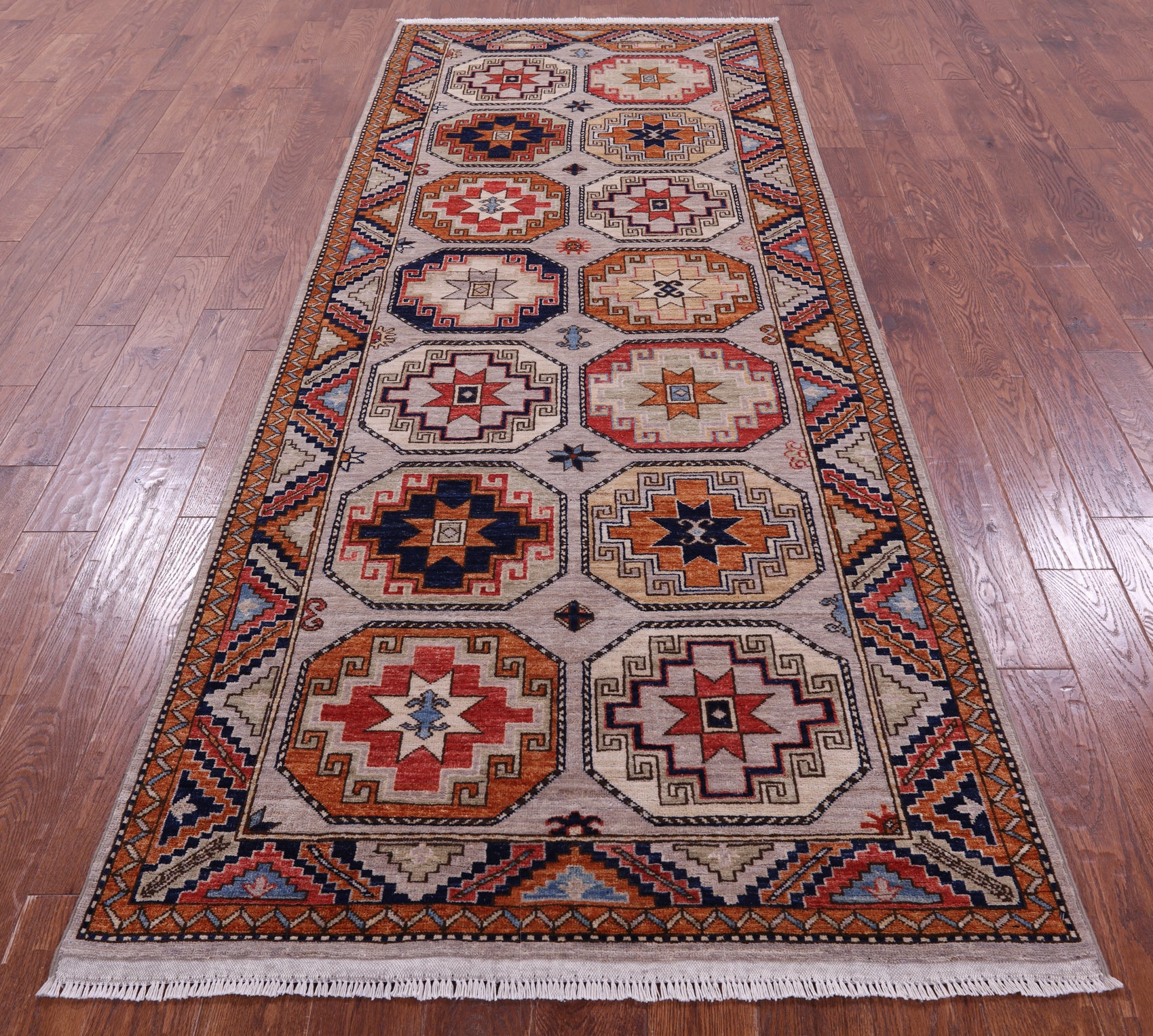 Turkmen Ersari Hand Knotted Wool Runner Rug - 4' 0" X 10' 3" - Golden Nile
