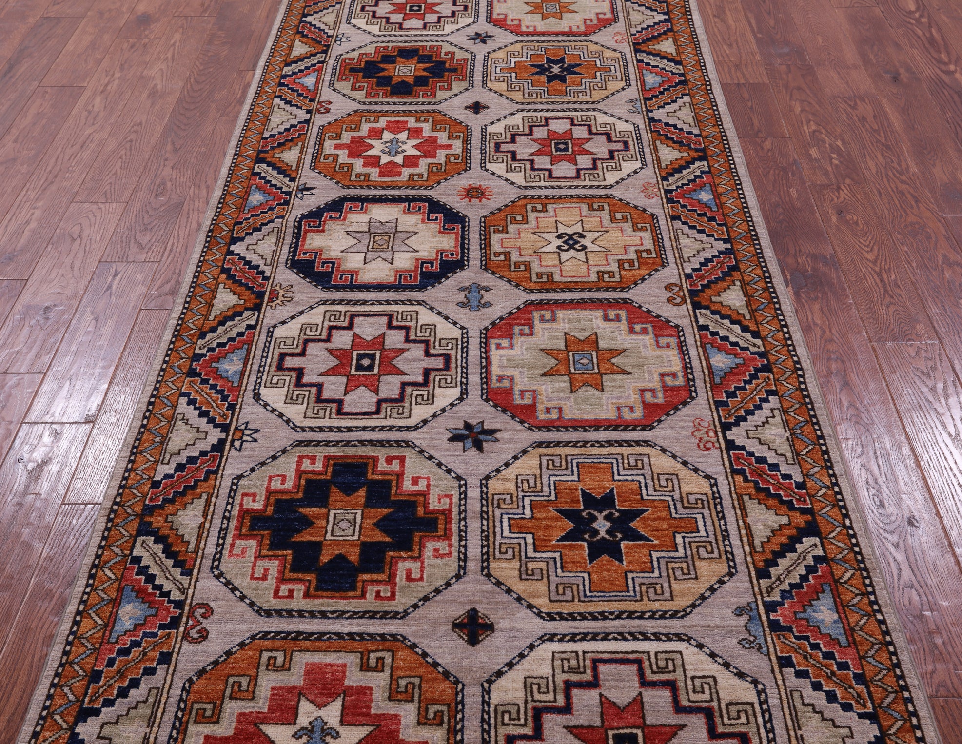 Turkmen Ersari Hand Knotted Wool Runner Rug - 4' 0" X 10' 3" - Golden Nile