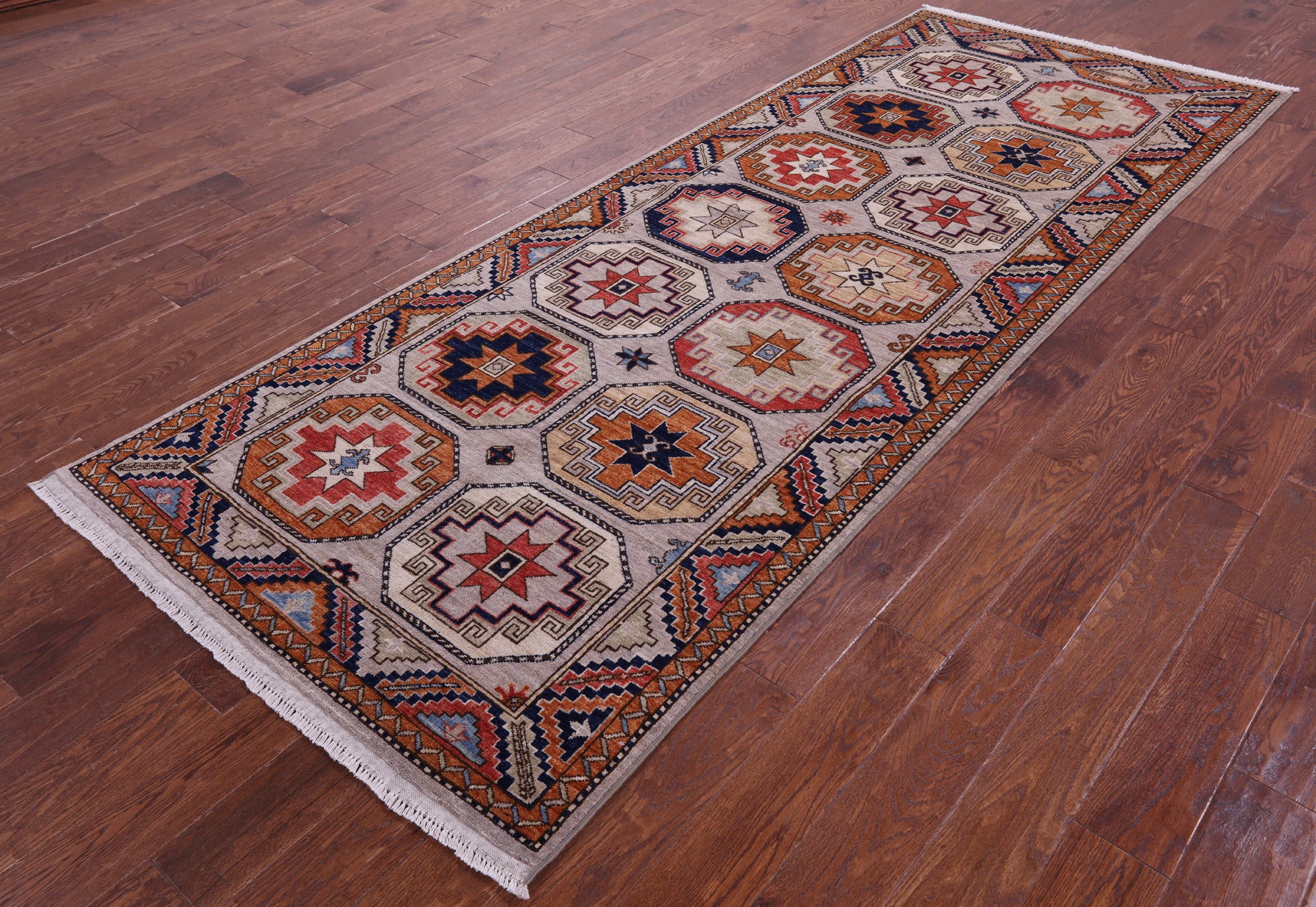 Turkmen Ersari Hand Knotted Wool Runner Rug - 4' 0" X 10' 3" - Golden Nile