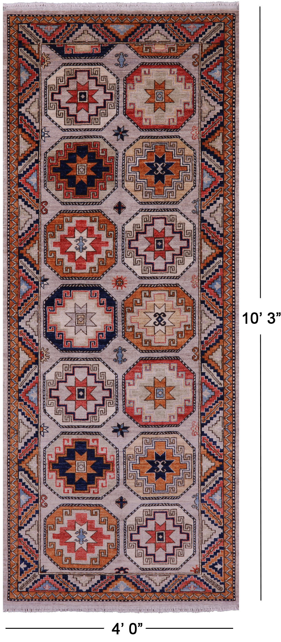 Turkmen Ersari Hand Knotted Wool Runner Rug - 4' 0" X 10' 3" - Golden Nile