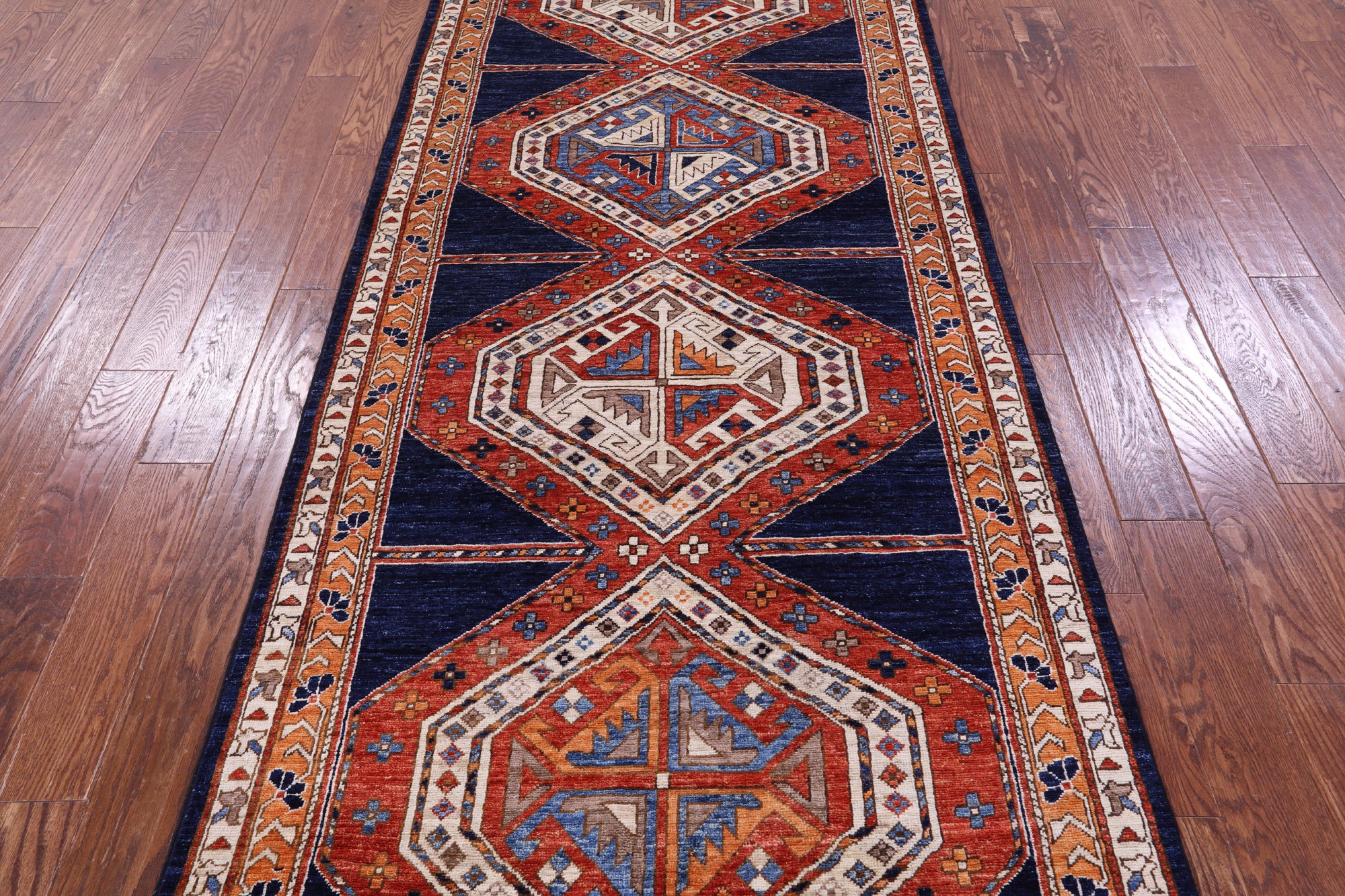 Persian Fine Serapi Hand Knotted Wool Runner Rug - 4' 0" X 12' 0" - Golden Nile