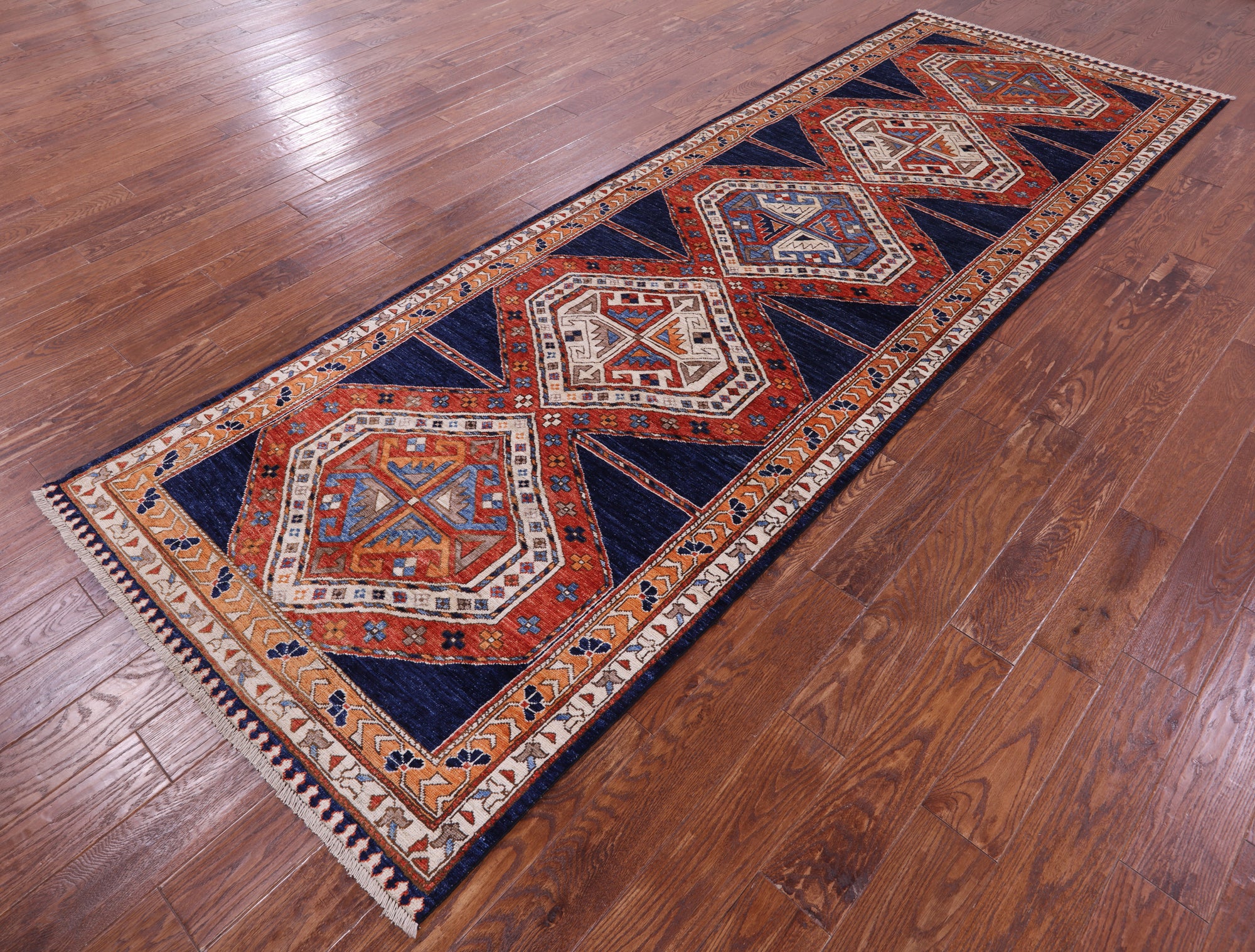 Persian Fine Serapi Hand Knotted Wool Runner Rug - 4' 0" X 12' 0" - Golden Nile