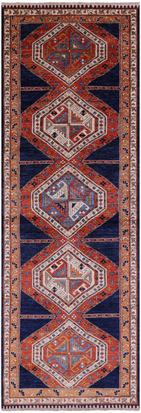 Persian Fine Serapi Hand Knotted Wool Runner Rug - 4' 0" X 12' 0" - Golden Nile