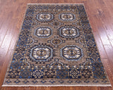 Turkmen Ersari Hand Knotted Wool Rug - 4' 1" X 5' 9" - Golden Nile