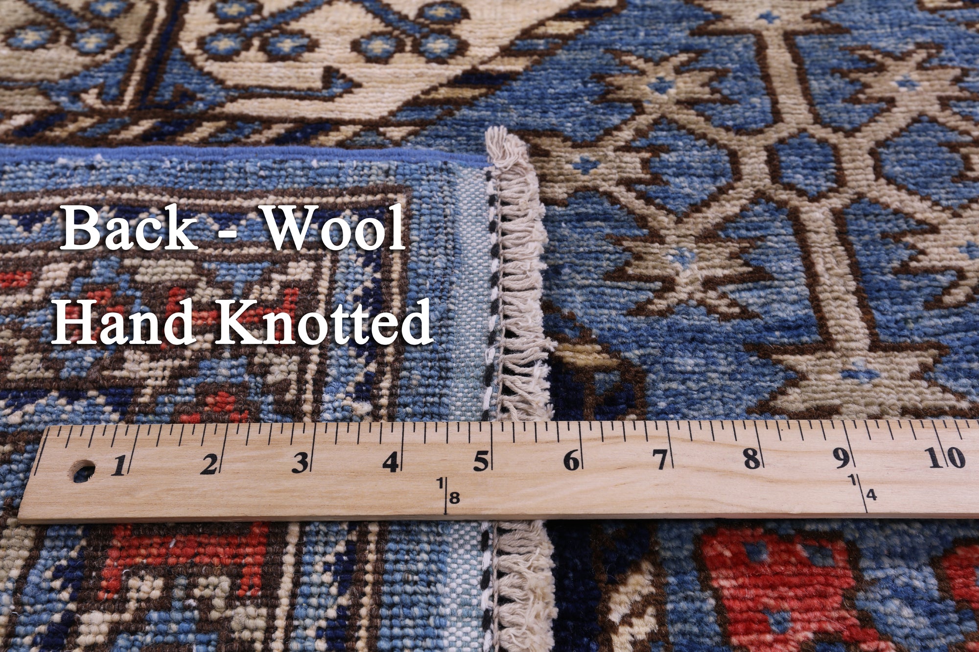 Blue Turkmen Ersari Hand Knotted Wool Runner Rug - 3' 11" X 11' 10" - Golden Nile