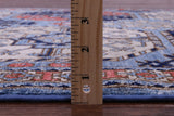 Blue Turkmen Ersari Hand Knotted Wool Runner Rug - 3' 11" X 11' 10" - Golden Nile
