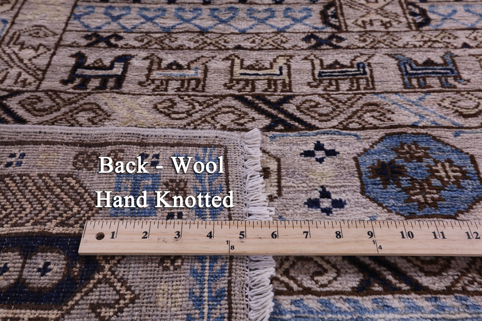 Grey Turkmen Ersari Hand Knotted Wool Rug - 4' 1" X 9' 10" - Golden Nile