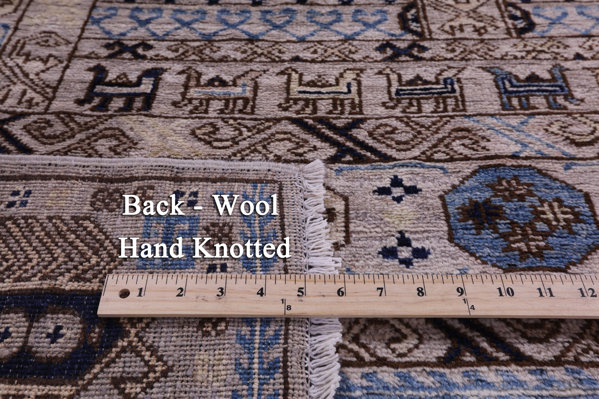 Grey Turkmen Ersari Hand Knotted Wool Rug - 4' 1" X 9' 10" - Golden Nile