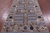 Grey Turkmen Ersari Hand Knotted Wool Rug - 4' 1" X 9' 10" - Golden Nile
