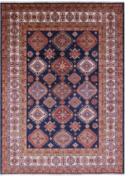 Blue Super Kazak Handmade Wool Rug - 8' 1" X 11' 10" - Golden Nile