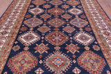 Blue Super Kazak Handmade Wool Rug - 8' 1" X 11' 10" - Golden Nile
