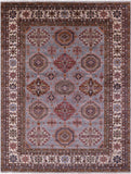 Grey Super Kazak Hand Knotted Wool Rug - 8' 2" X 10' 5" - Golden Nile