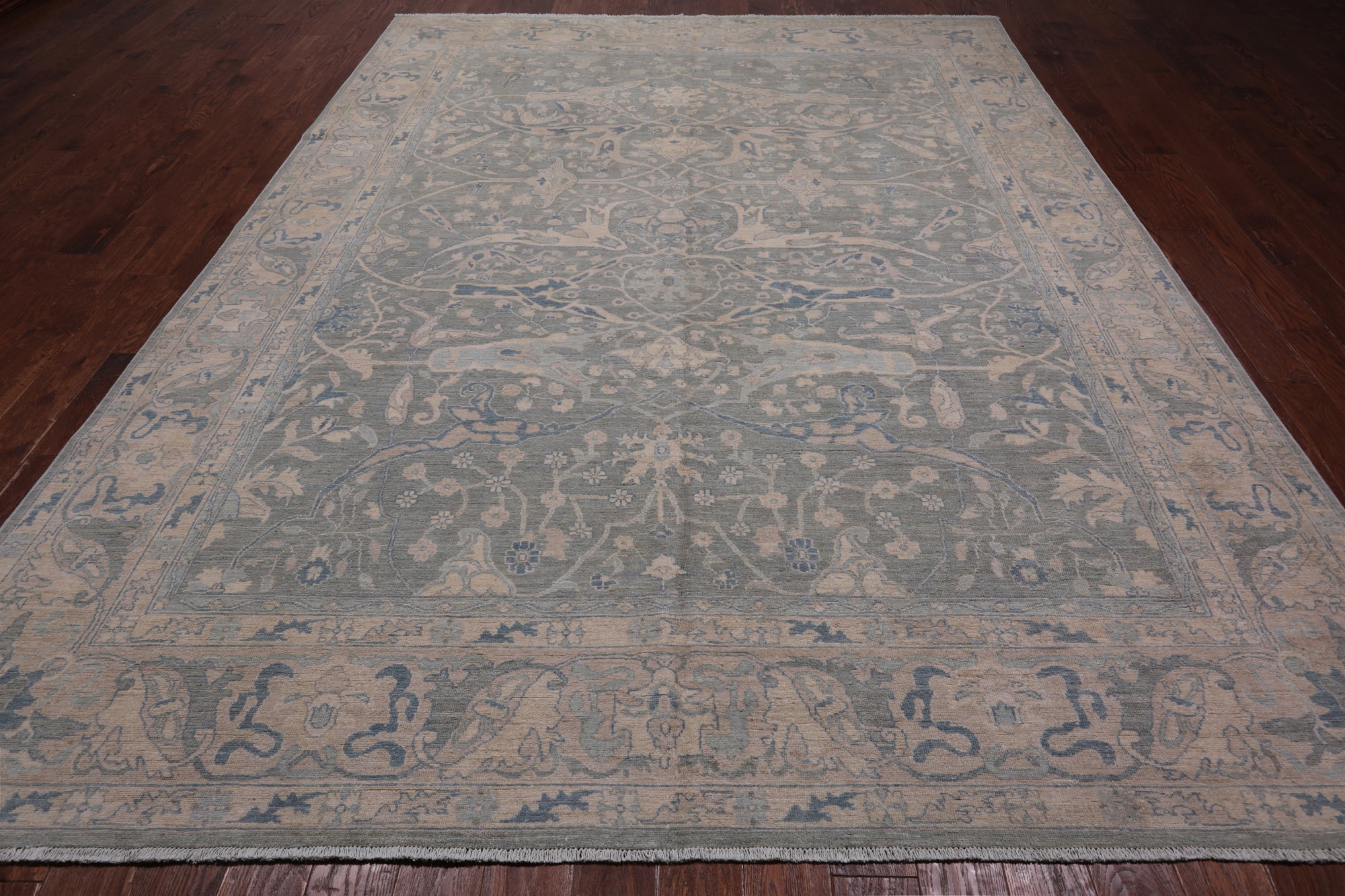 Grey Turkish Oushak Hand Knotted Wool Rug - 8' 10" X 11' 9"