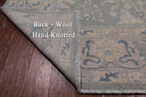Grey Turkish Oushak Hand Knotted Wool Rug - 8' 10" X 11' 9"