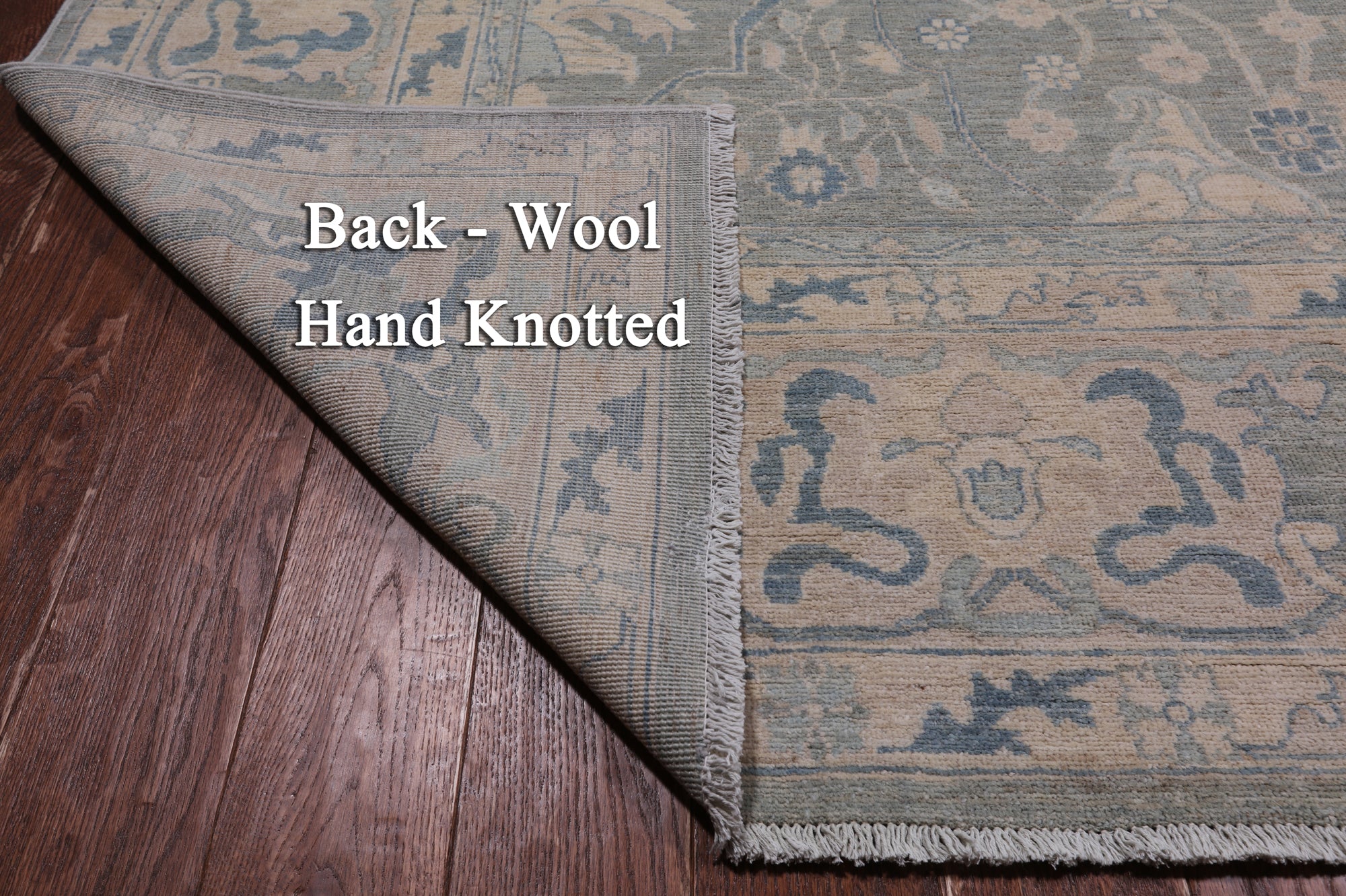 Grey Turkish Oushak Hand Knotted Wool Rug - 8' 10" X 11' 9"