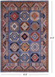 Blue Turkmen Ersari Handmade Wool Rug - 6' 0" X 9' 3" - Golden Nile