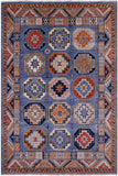 Blue Turkmen Ersari Handmade Wool Rug - 6' 0" X 9' 3" - Golden Nile