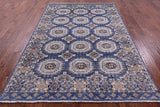 Blue Turkmen Ersari Hand Knotted Wool Rug - 6' 1" X 9' 0" - Golden Nile