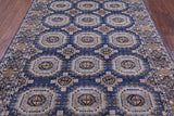 Blue Turkmen Ersari Hand Knotted Wool Rug - 6' 1" X 9' 0" - Golden Nile