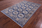Blue Turkmen Ersari Hand Knotted Wool Rug - 6' 1" X 9' 0" - Golden Nile