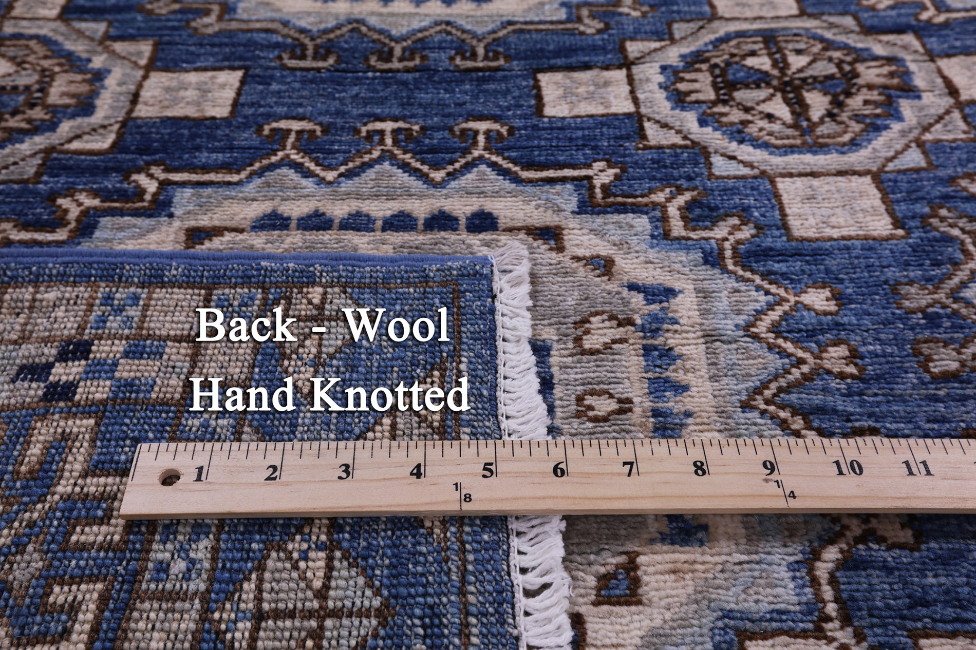 Blue Turkmen Ersari Hand Knotted Wool Rug - 6' 1" X 9' 0" - Golden Nile