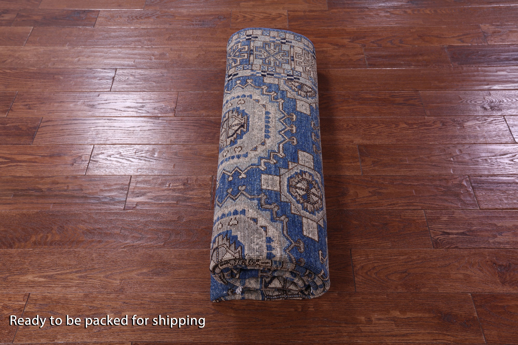 Blue Turkmen Ersari Hand Knotted Wool Rug - 6' 1" X 9' 0" - Golden Nile