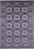 Blue Turkmen Ersari Hand Knotted Wool Rug - 6' 1" X 9' 0" - Golden Nile