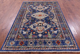 Blue Persian Fine Serapi Hand Knotted Wool Rug - 5' 5" X 8' 0" - Golden Nile