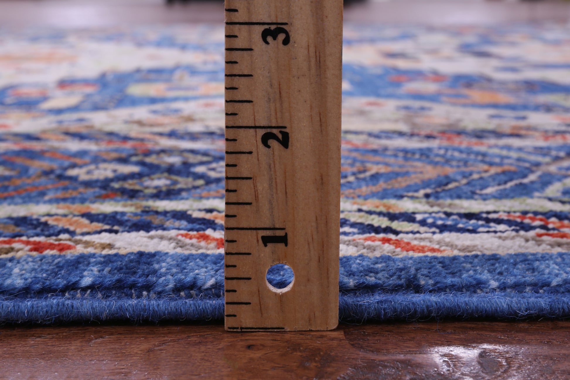 Blue Persian Fine Serapi Hand Knotted Wool Rug - 5' 5" X 8' 0" - Golden Nile