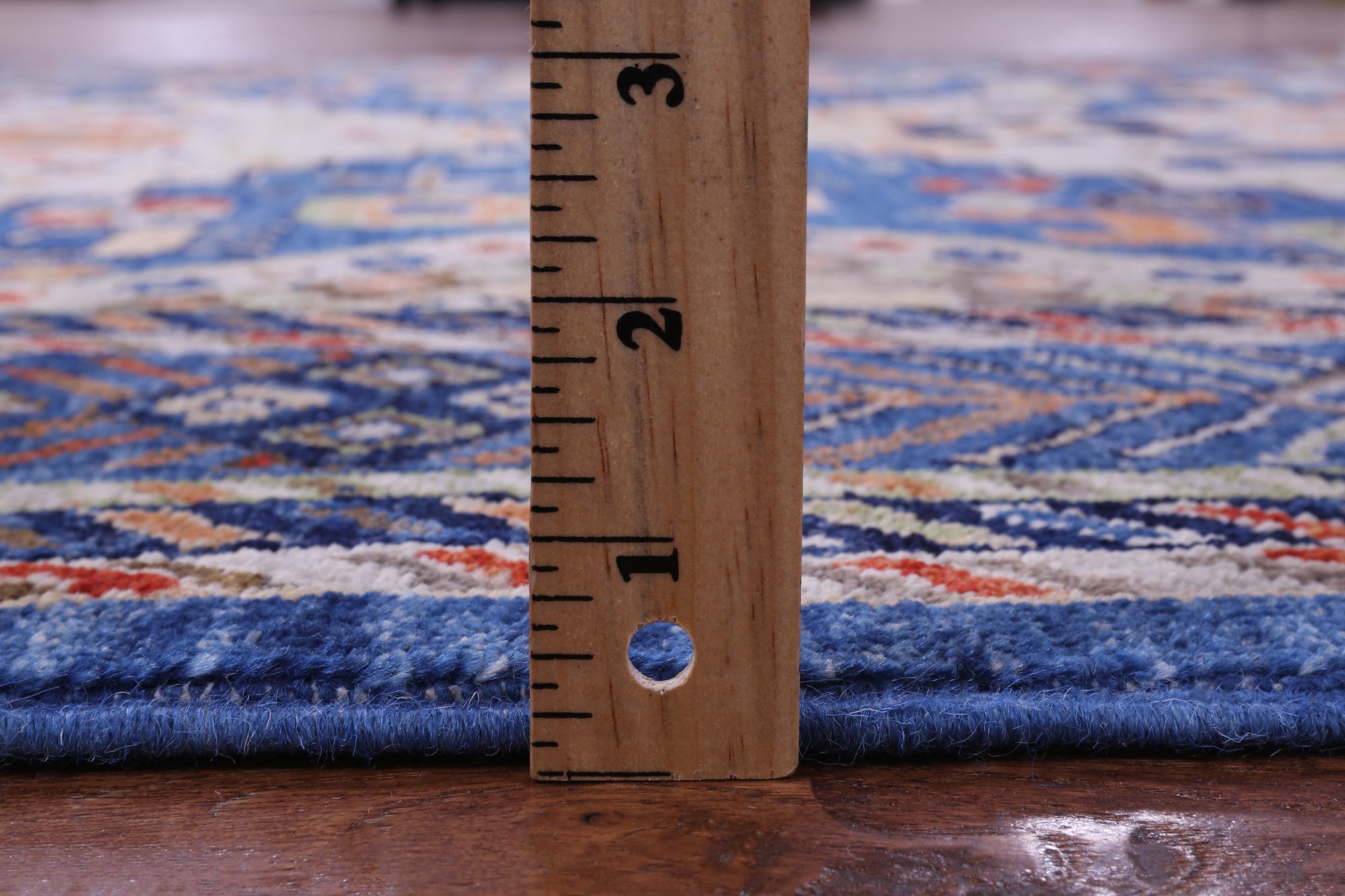 Blue Persian Fine Serapi Hand Knotted Wool Rug - 5' 5" X 8' 0" - Golden Nile