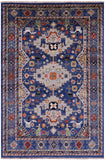Blue Persian Fine Serapi Hand Knotted Wool Rug - 5' 5" X 8' 0" - Golden Nile