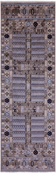 Turkmen Ersari Hand Knotted Wool Runner Rug - 4' 0" X 12' 2" - Golden Nile