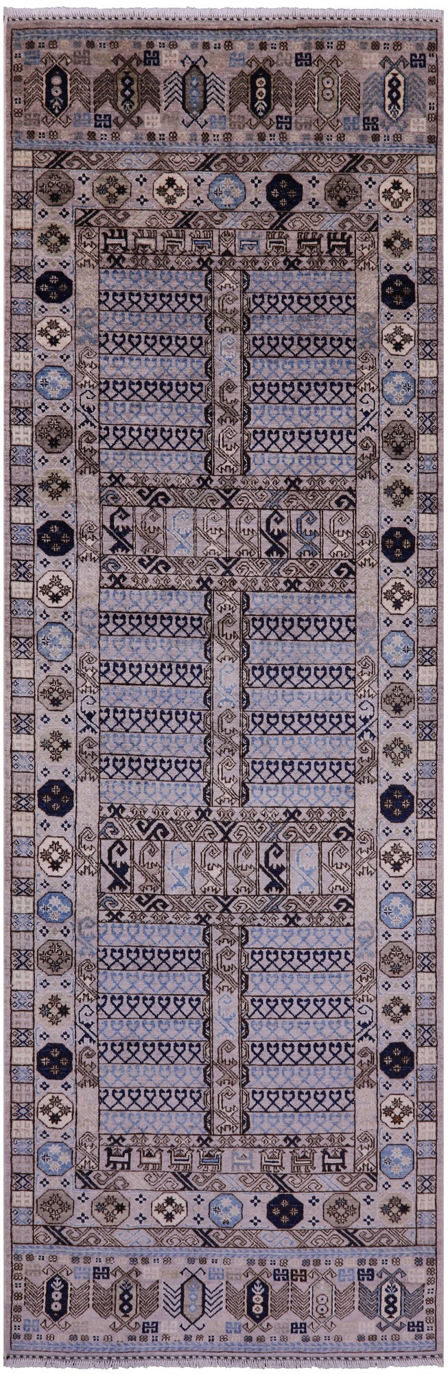 Turkmen Ersari Hand Knotted Wool Runner Rug - 4' 0" X 12' 2" - Golden Nile