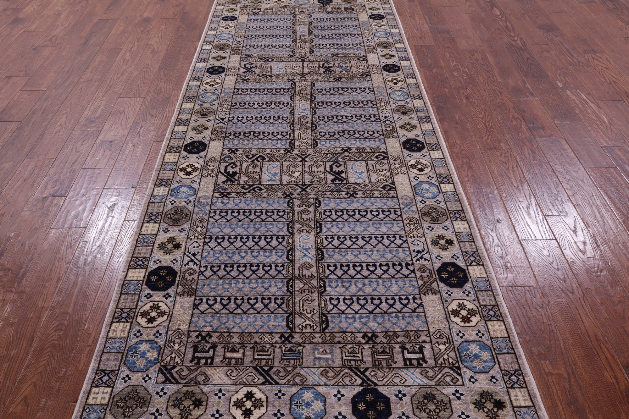 Turkmen Ersari Hand Knotted Wool Runner Rug - 4' 0" X 12' 2" - Golden Nile