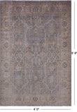 Silver Turkish Oushak Handmade Wool Rug - 4' 0" X 5' 9"