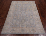 Silver Turkish Oushak Handmade Wool Rug - 4' 0" X 5' 9"
