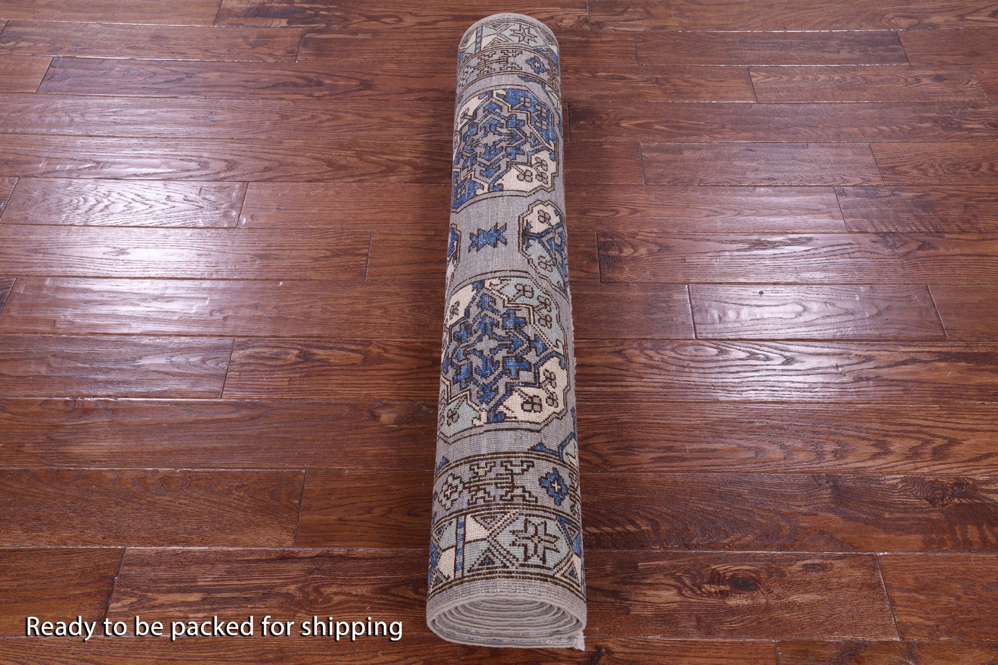 Grey Turkmen Ersari Hand Knotted Wool Runner Rug - 3' 10" X 12' 1" - Golden Nile