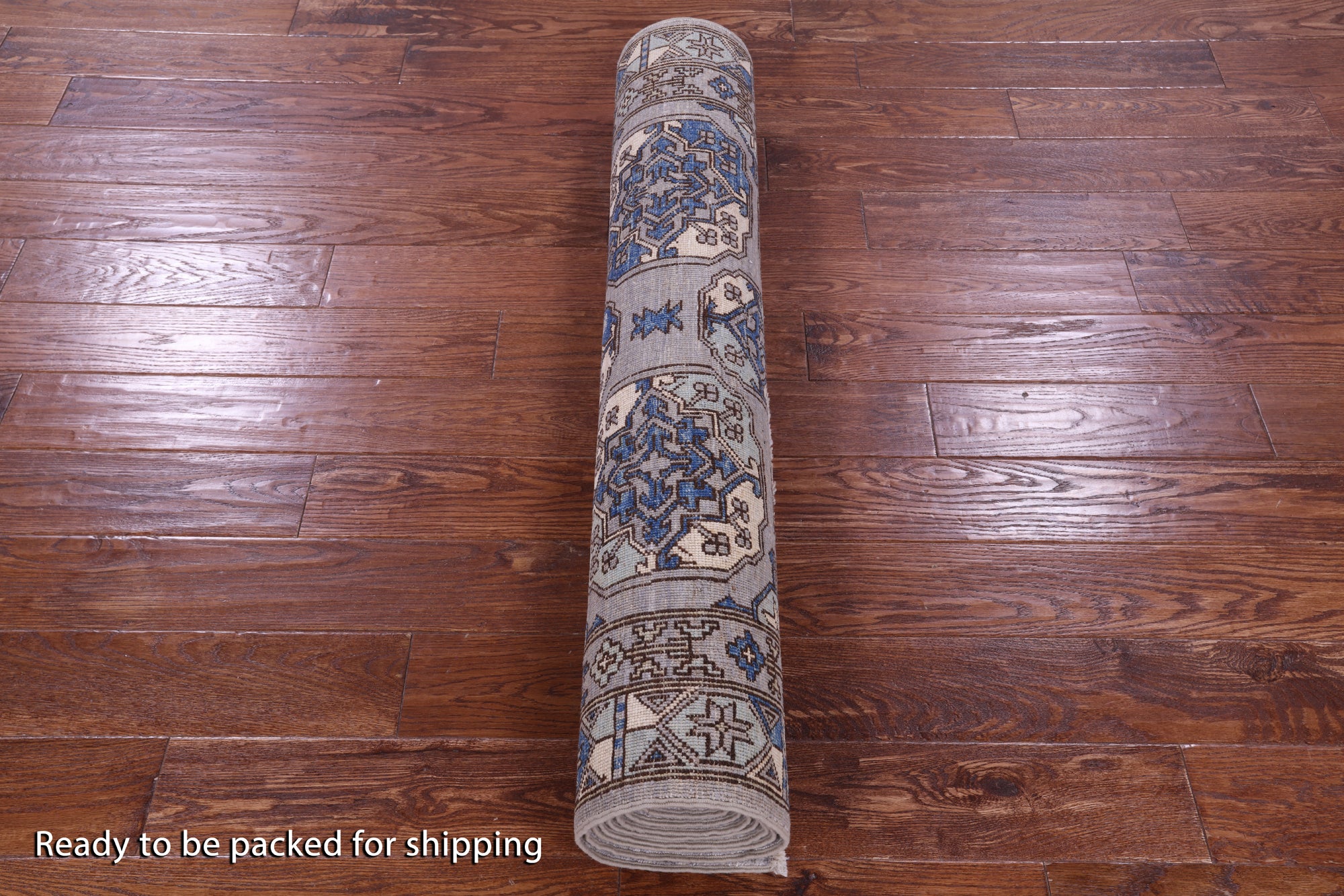 Grey Turkmen Ersari Hand Knotted Wool Runner Rug - 3' 10" X 12' 1" - Golden Nile