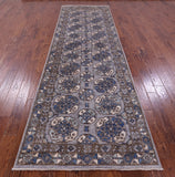 Grey Turkmen Ersari Hand Knotted Wool Runner Rug - 3' 10" X 12' 1" - Golden Nile