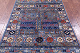 Blue Turkmen Ersari Hand Knotted Wool Rug - 4' 0" X 5' 10" - Golden Nile