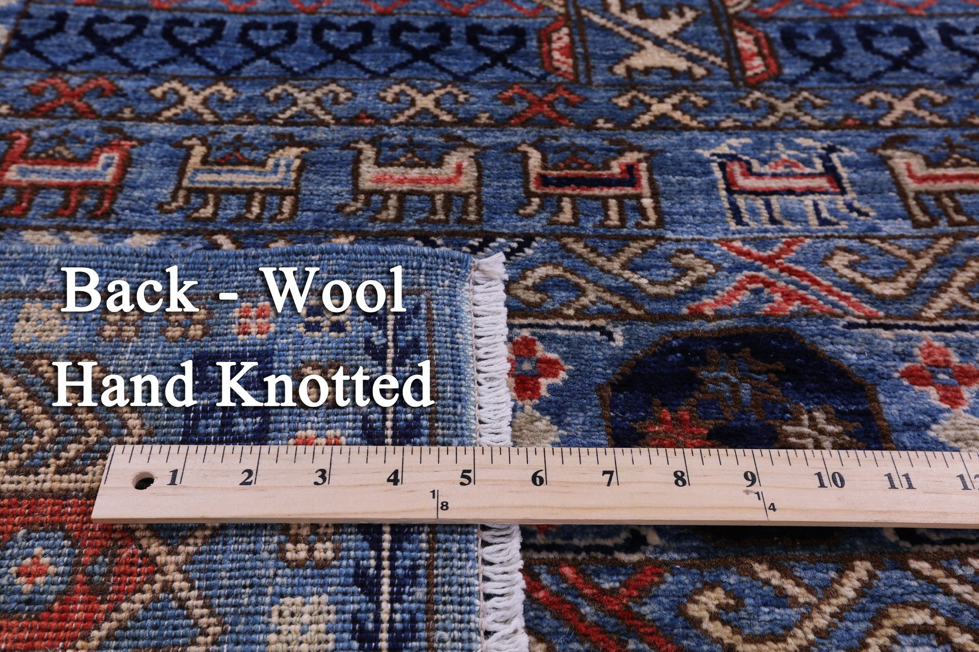 Blue Turkmen Ersari Hand Knotted Wool Rug - 4' 0" X 5' 10" - Golden Nile