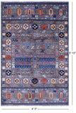 Blue Turkmen Ersari Hand Knotted Wool Rug - 4' 0" X 5' 10" - Golden Nile