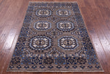 Grey Turkmen Ersari Hand Knotted Wool Rug - 3' 11" X 5' 10" - Golden Nile