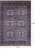 Grey Turkmen Ersari Hand Knotted Wool Rug - 3' 11" X 5' 10" - Golden Nile